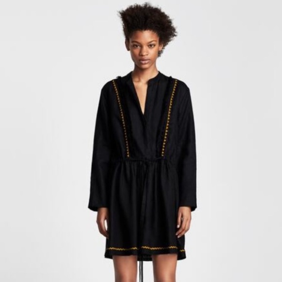 Zara bohemian black tunic dress - Picture 1 of 6